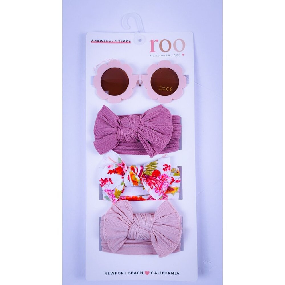 Roo Girls Headband & Sunglasses Set 6 Months-4 Years  Floral & Solid Bows  Newpo